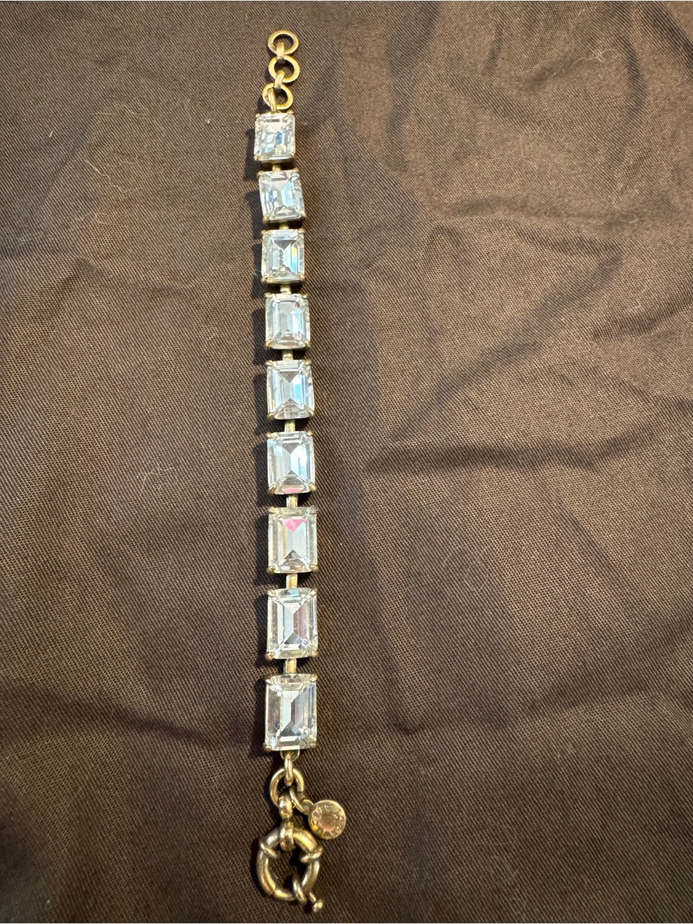 J. Crew Gold-Tone Bracelet with Clear Emerald-Cut Crystals tennis bracelet glam